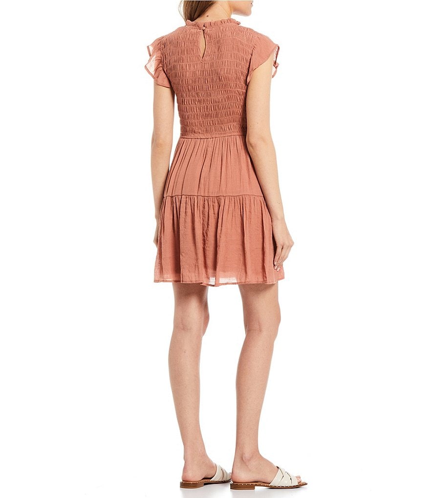 Blu Pepper Short Sleeve Smocked Tiered Dress