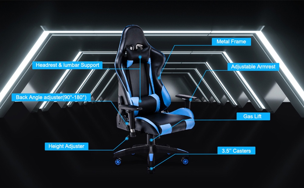 YOUTHUP Racing Style Gaming Chair Adjustable Ergonomic Computer Desk Chair,PU Leather Racing Reclining Swivel High Back Chair with Headrest and Lumbar Support,Pink