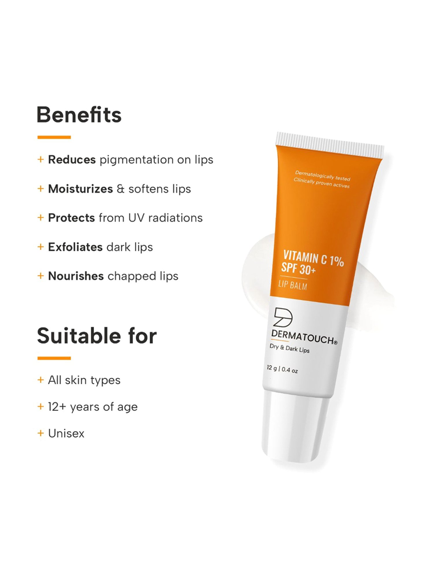 DERMATOUCH Vitamin C 1% Lip Balm SPF 30+ - 12 gm