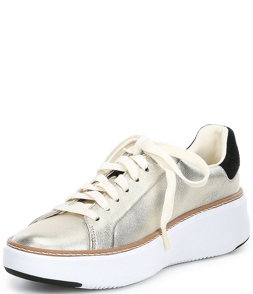Cole Haan Grandpro Topspin Metallic Leather Lace-Up Sneakers