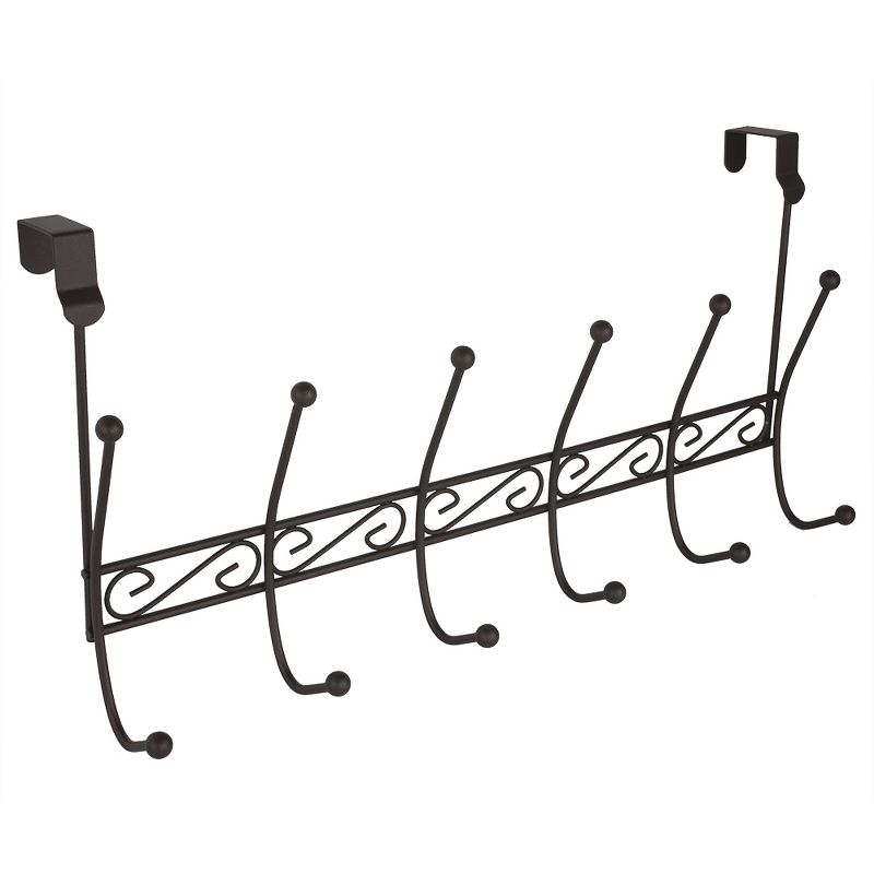 Home Basics Steel Over the Door 6 Hook Hanging Rack, Bronze