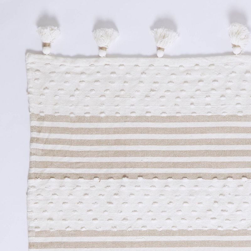 50"x60" Woven Block Patterned Striped Throw Blanket with Tassels Tan - Patina Vie