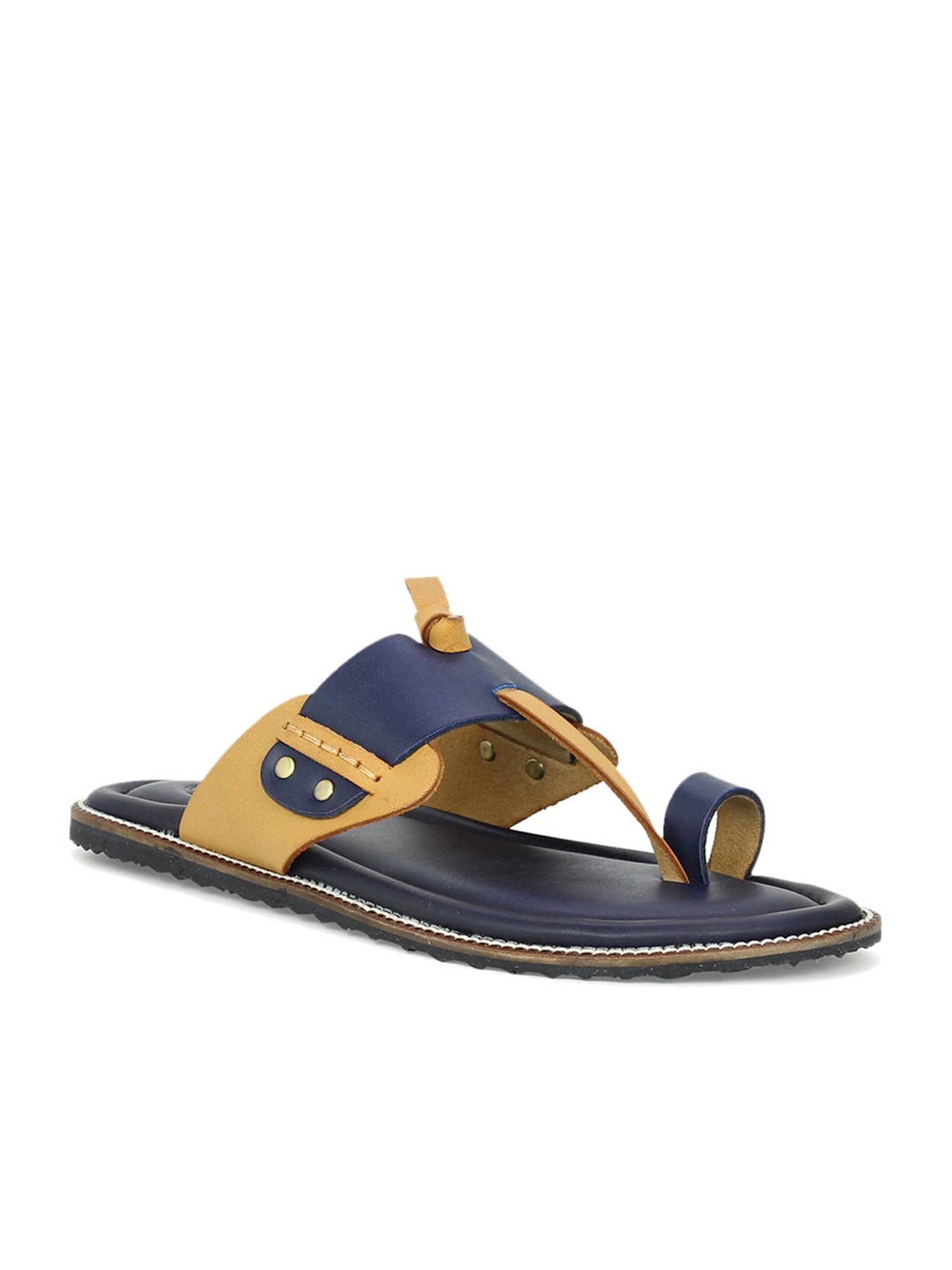 Privo by Inc.5 Men's Strapi Blue & Tan Toe Ring Sandals