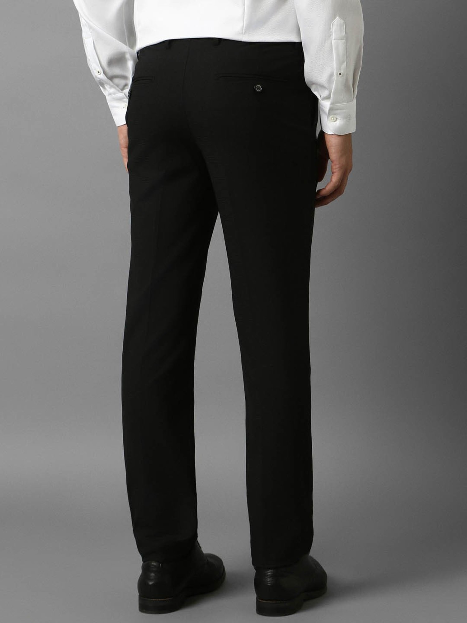 Louis Philippe Black Slim Fit Checks Trousers