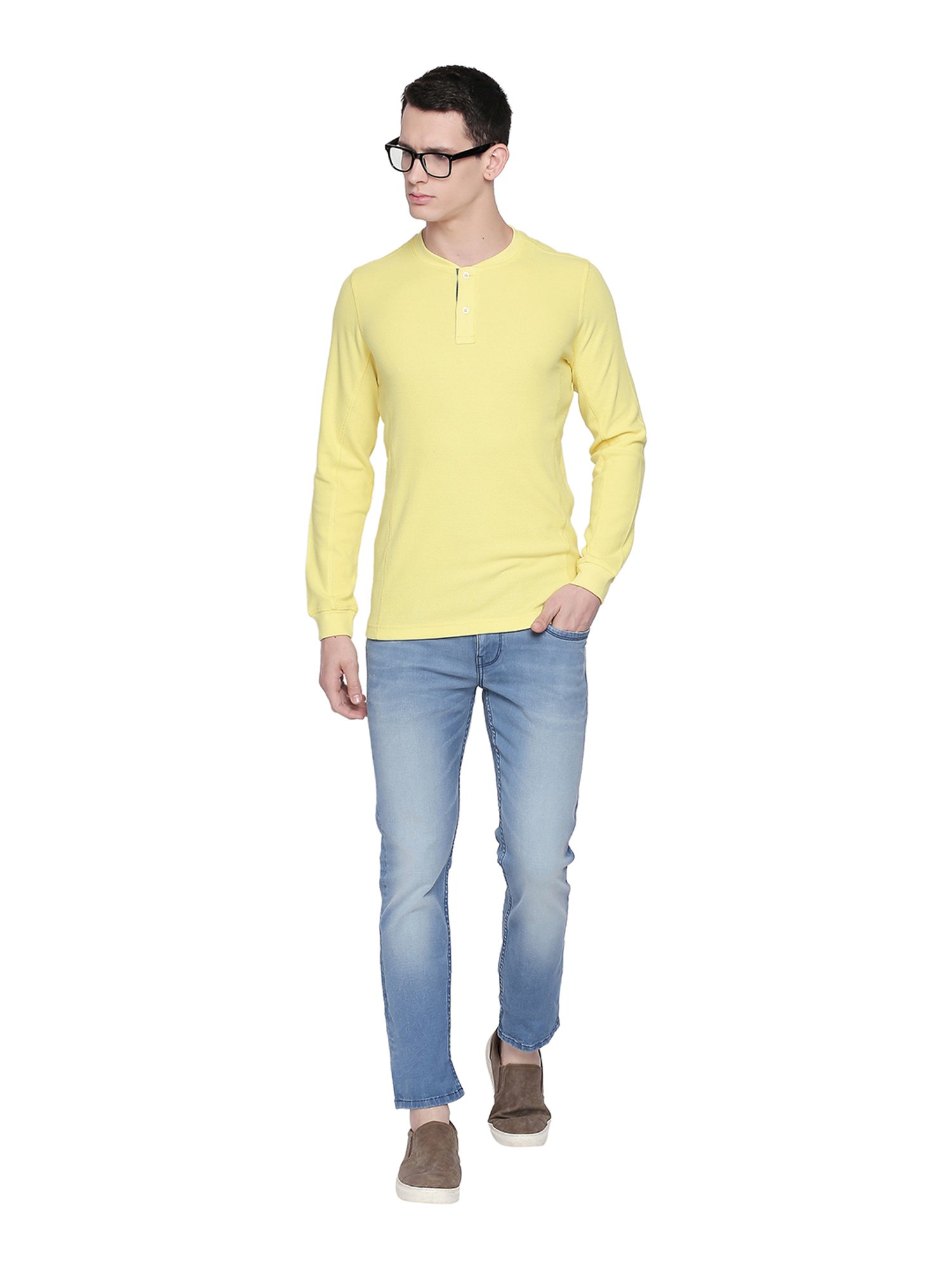 Basics Yellow Henley T-Shirt