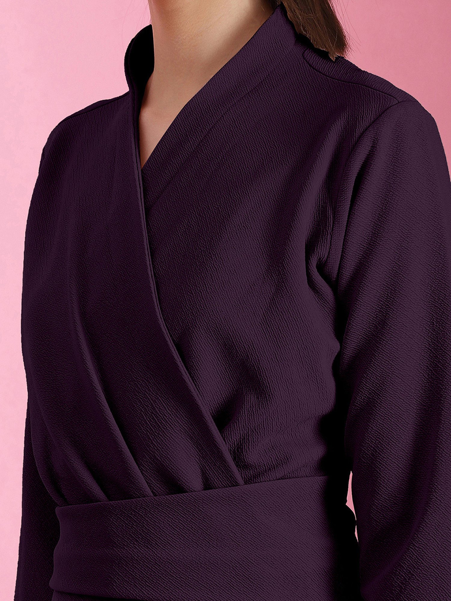 SELVIA Dark Purple Regular Fit Top