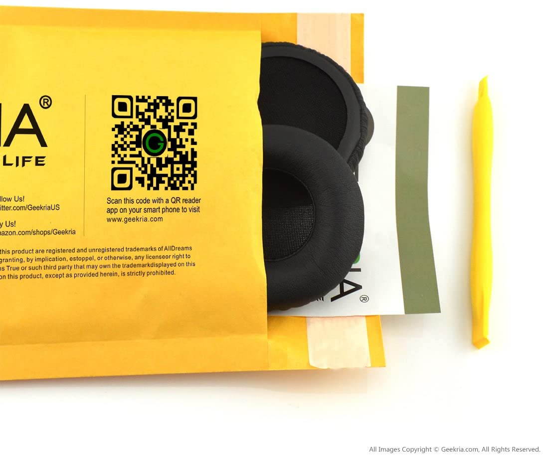 Geekria QuickFit Protein Leather Ear Pads for Monster DNA On-Ear Headphones, Replacement Ear Cushion / Ear Cups / Ear Cover, Headset Earpads Repair Parts (Black)