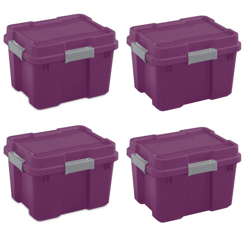 Sterilite 19434303 120 Quart Clear Plastic Storage Container Box and Lid with Blue Latches and Wheels (3 Pack)