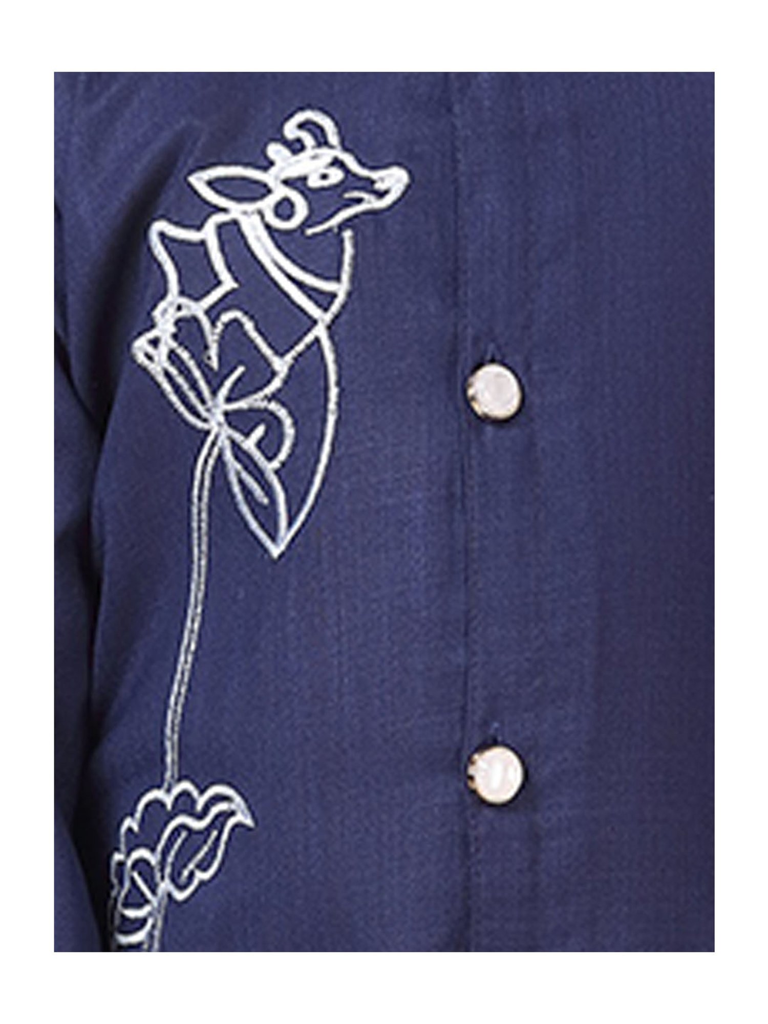 Ahhaaaa Kids Navy & White Printed Kurta with Pyjamas