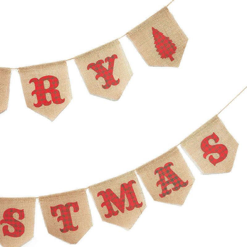 Sparkle and Bash "Merry Christmas" Burlap Jute Banner Party Garland for Wall Decor, 10 Feet
