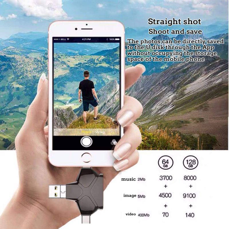 SD/Micro sd Card Reader,4in1Micro SD TF Card Reader + USB OTG to USB 3.0 Adapter +USB Type C Card Reader for iPhone/OTG Android/PCs and Notebooks Smartphones/Tablets with OTG Function