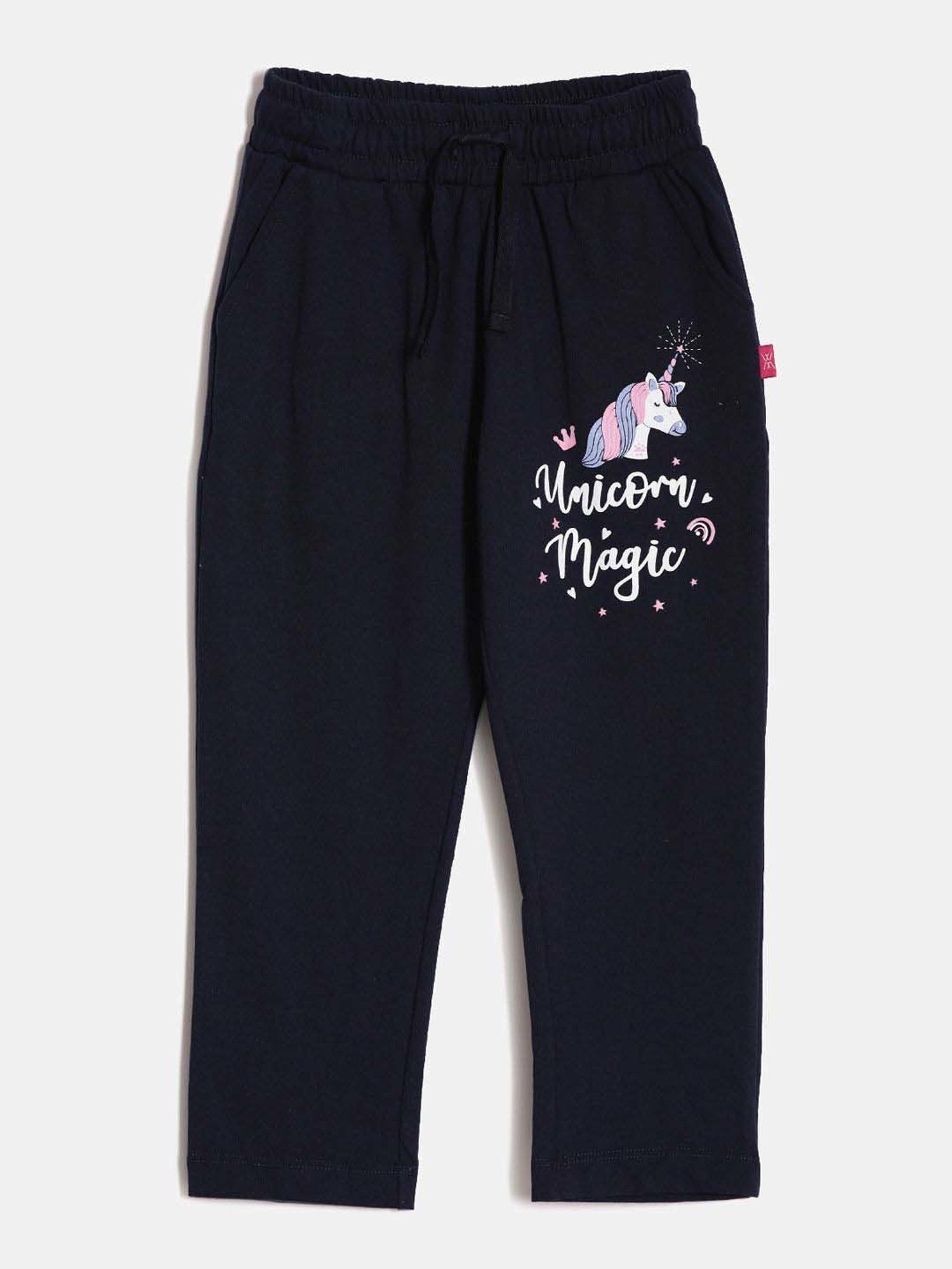Dixcy Slimz Kids Navy & White Cotton Printed Trackpants