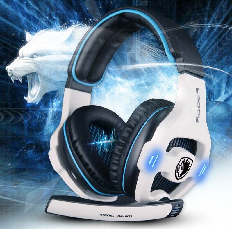 Sades SA-903 Top quality 7.1 channel professional gaming headset usb computer headphone with mic deep bass earphone