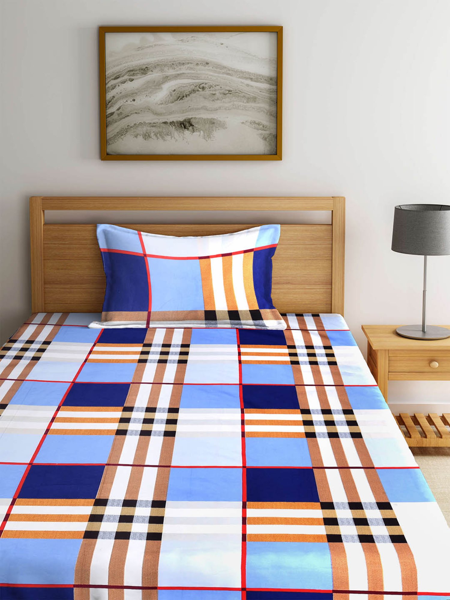 Klotthe Multicolor Cotton 300 TC Single Bedsheet Set