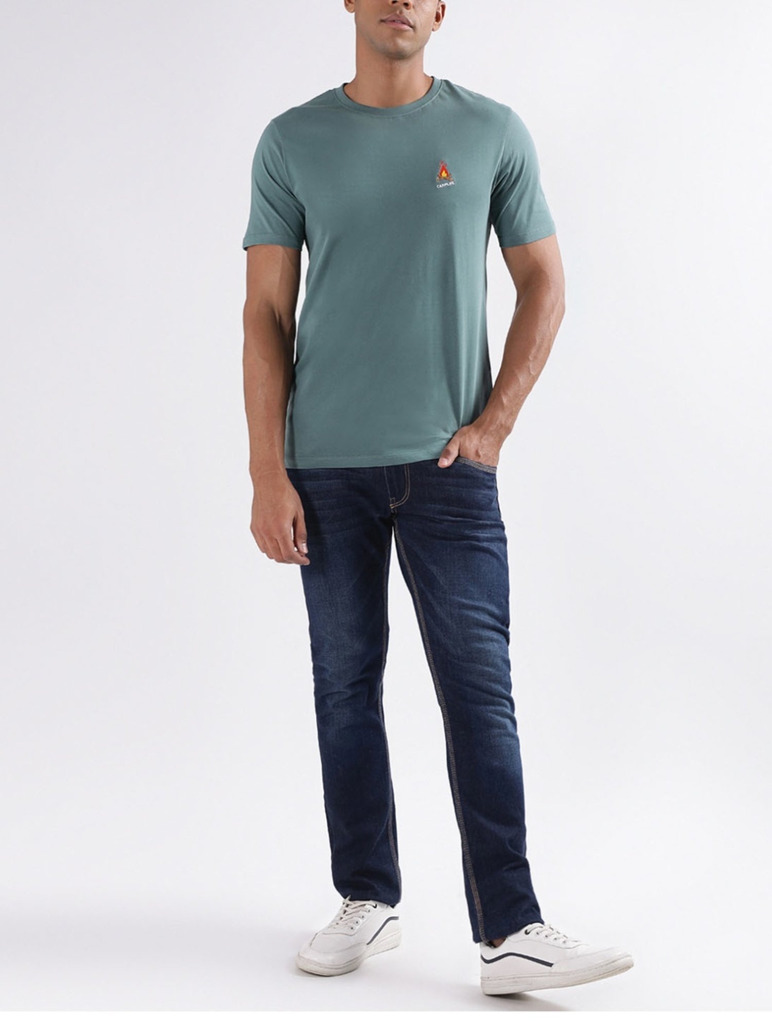 Lindbergh Green Cotton Regular Fit T-Shirt