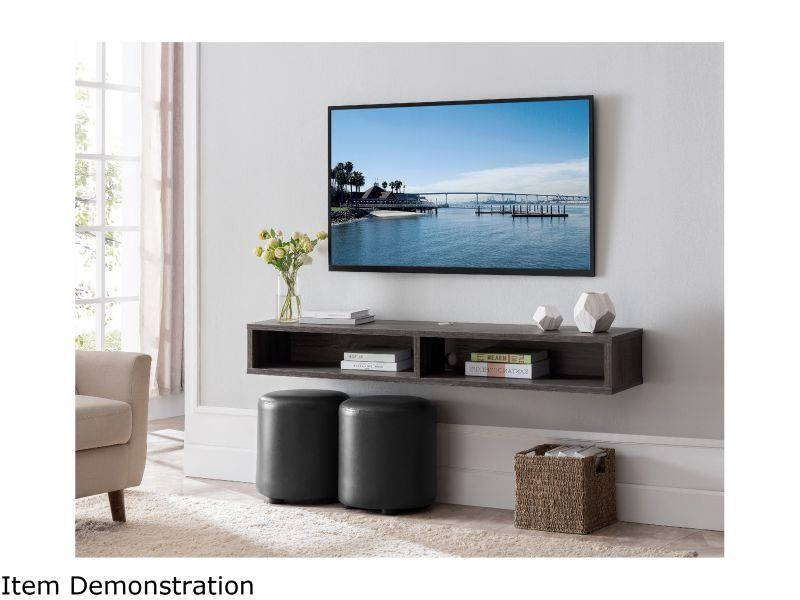 Furniture of America Astro Wood Wall Mounted 60" TV Stand in Distressed Gray