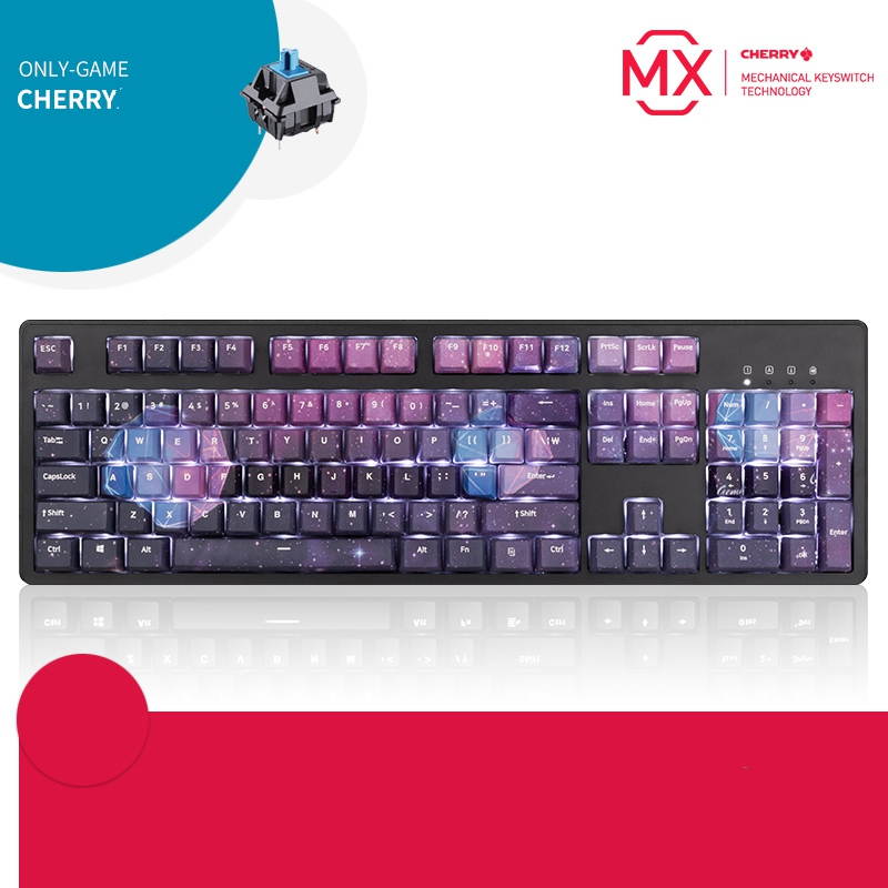 A-jazz AK535  N-key Rollover  Ergonomic Design,Cool Exterior USB Wired Cherry  MX Red Mechanical Gaming  Keyboard For Office And Game,  PBT Keycaps  - Blue Lotus ( No Light Version )