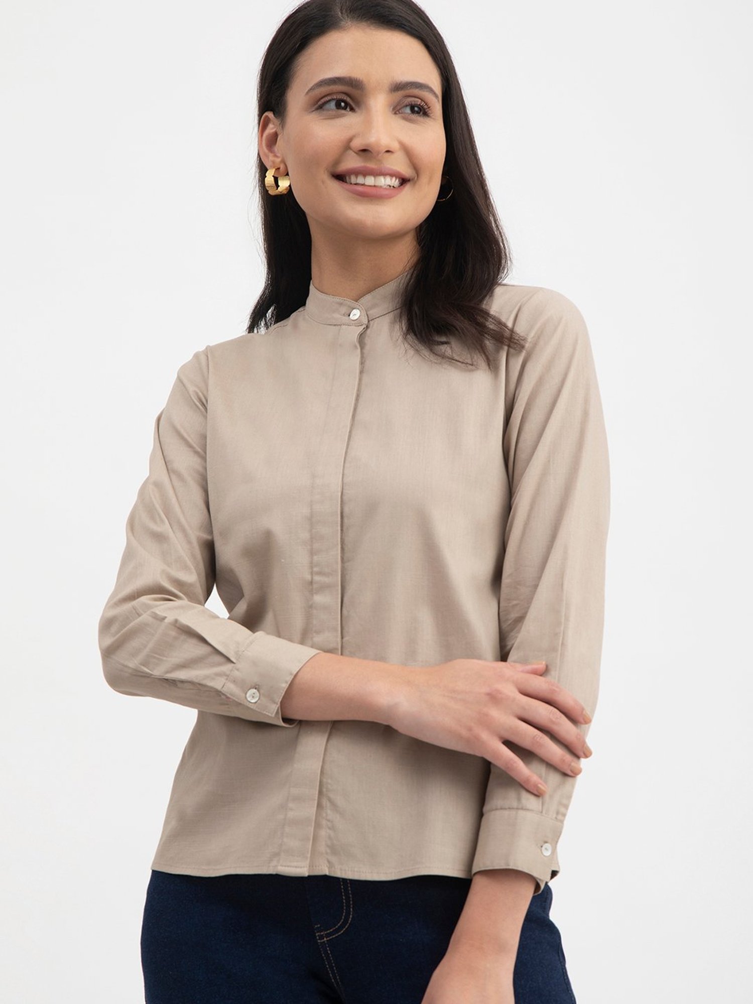 Fablestreet Beige Formal Shirt