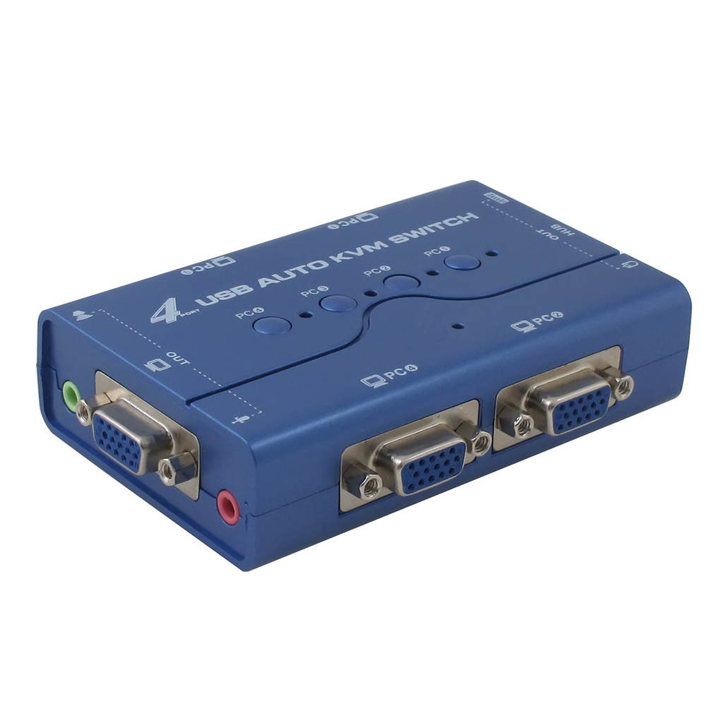 SEDNA - 4 Port USB KVM Switch ( with 4 set of USB KVM cables and 4 set of Audio cables )