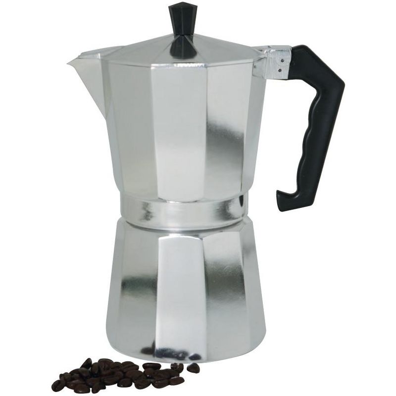 Home Basics 6 Cup Demitasse  Shot Aluminum Stovetop Espresso Maker, Grey