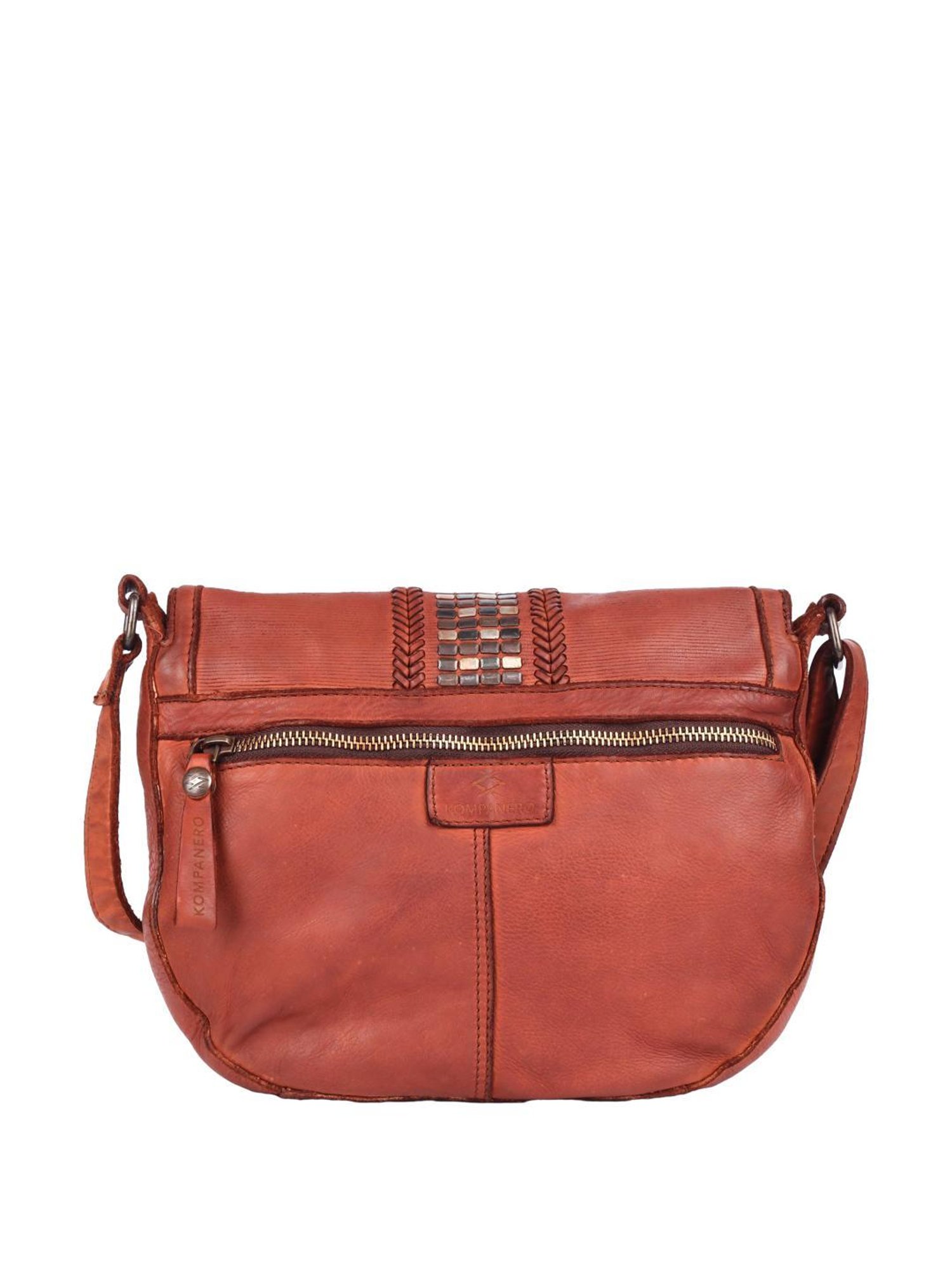 KOMPANERO Estelle Cognac Embellished Medium Sling Handbag