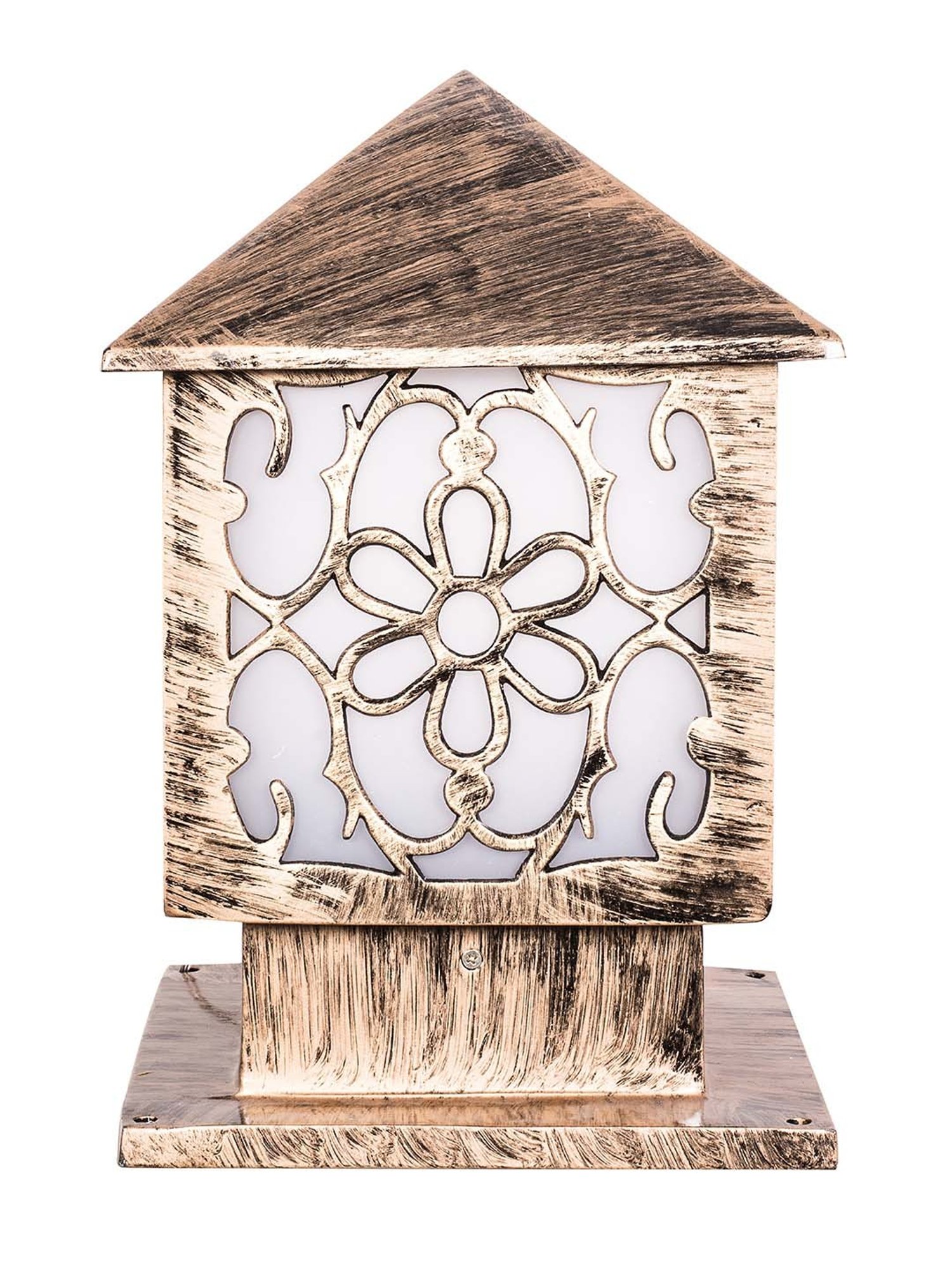 Fos Lighting Golden Aluminium Small Pillar Gate Light - Set of 1