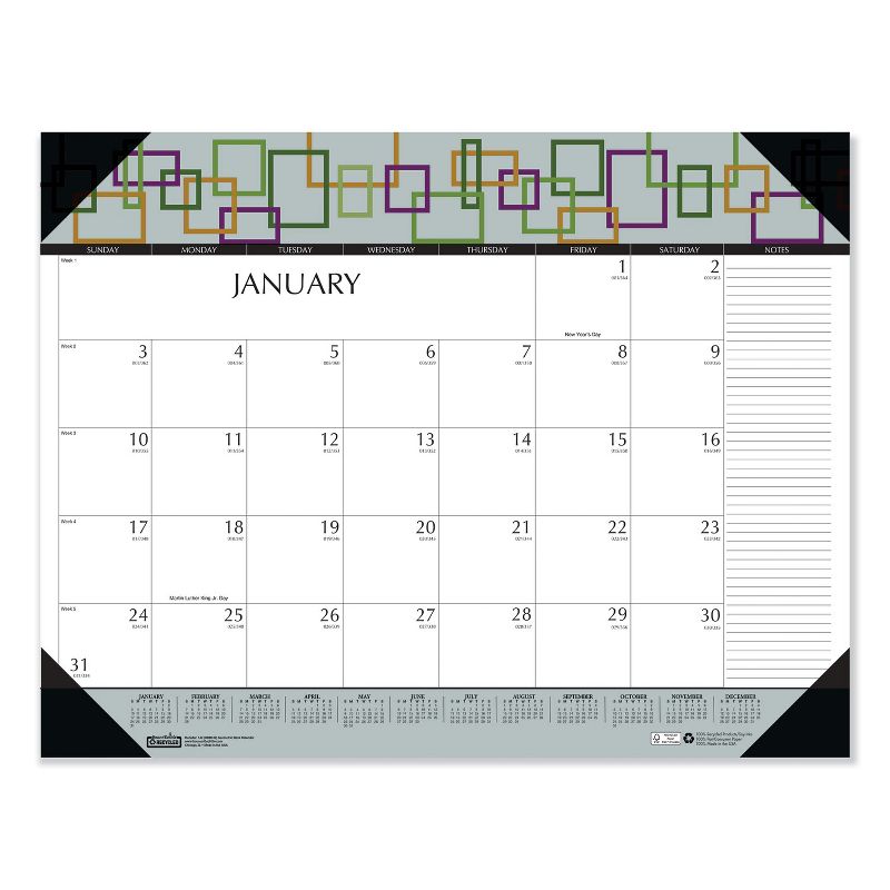 House of Doolittle 100% Recycled Geometric Desk Pad Calendar, 22 x 17, 2021 149
