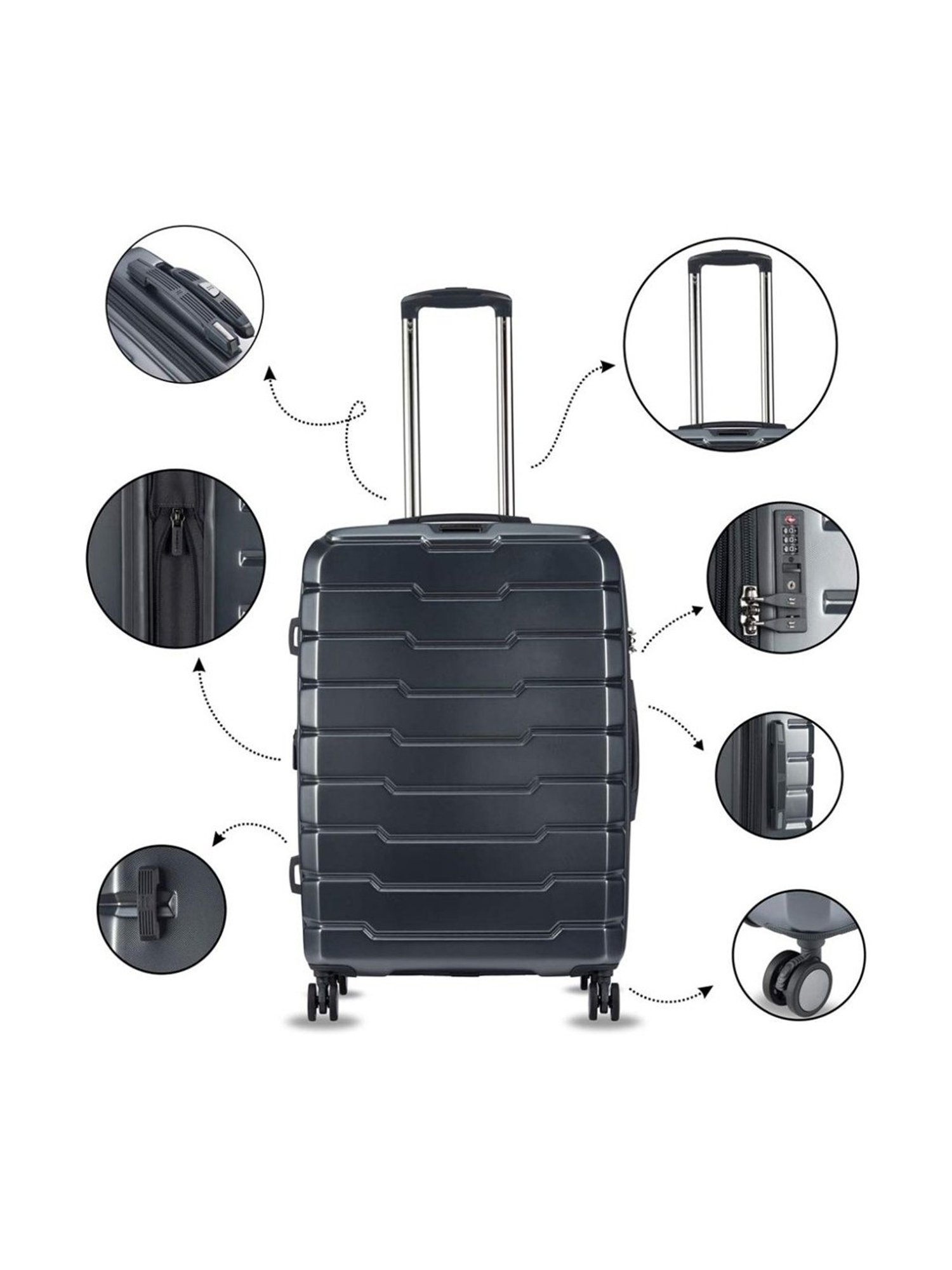 it luggage Prosperous Metalic Grey Medium-24 inches Expandable Hardsided Trolley Bag with TSA Lock
