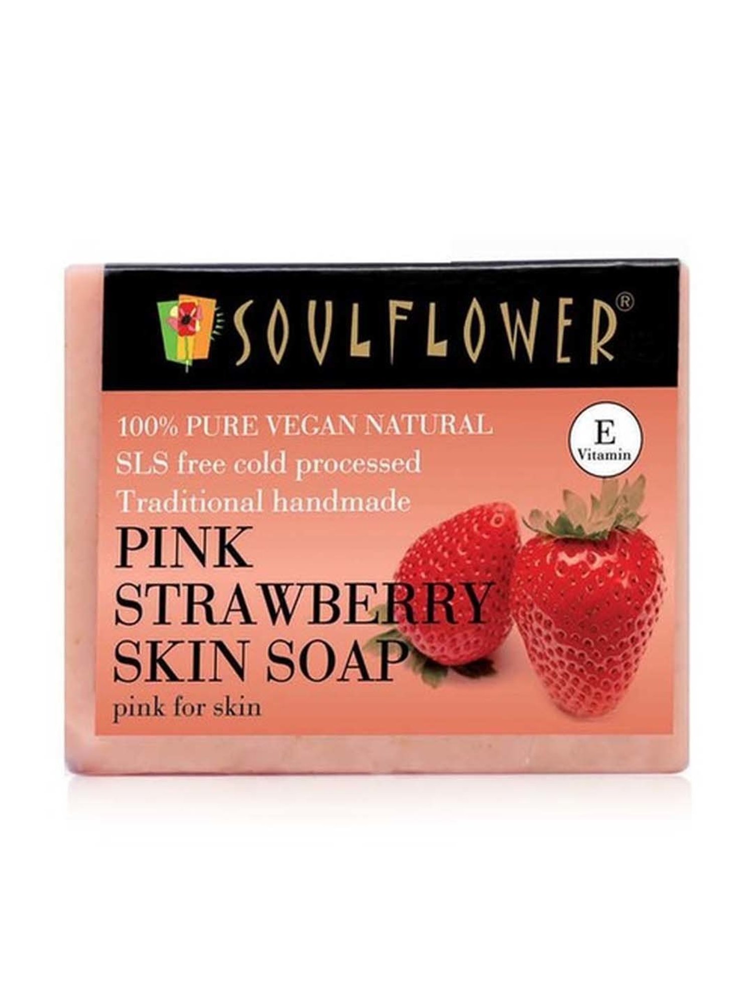 Soulflower Pink Strawberry Skin Soap - 150 gm