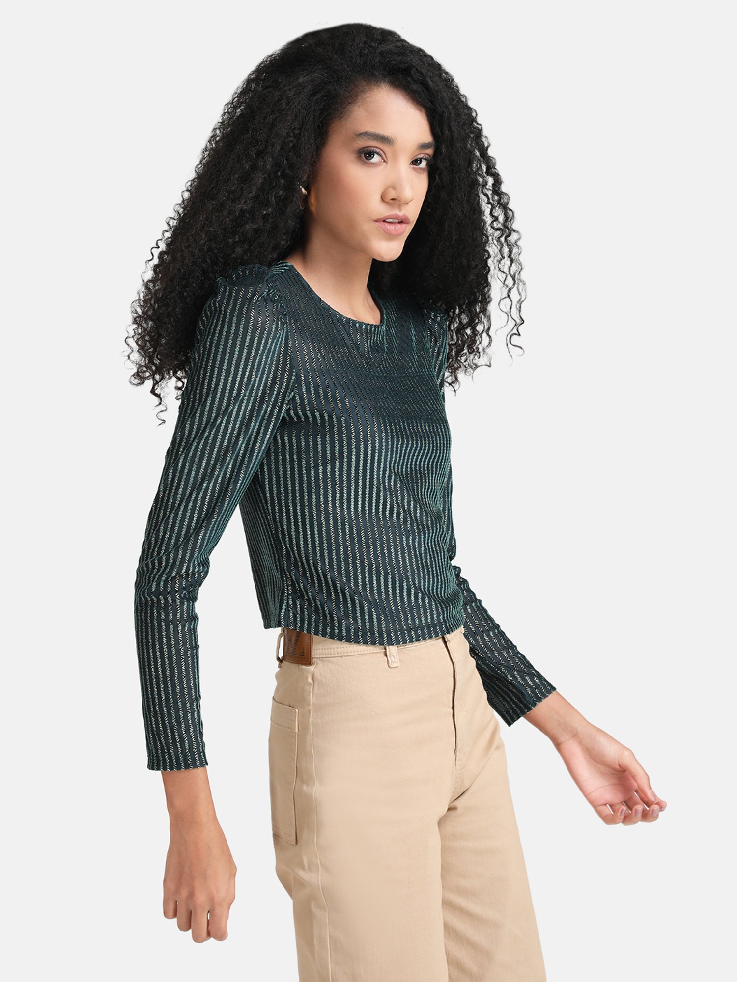 Kazo Green Striped Top