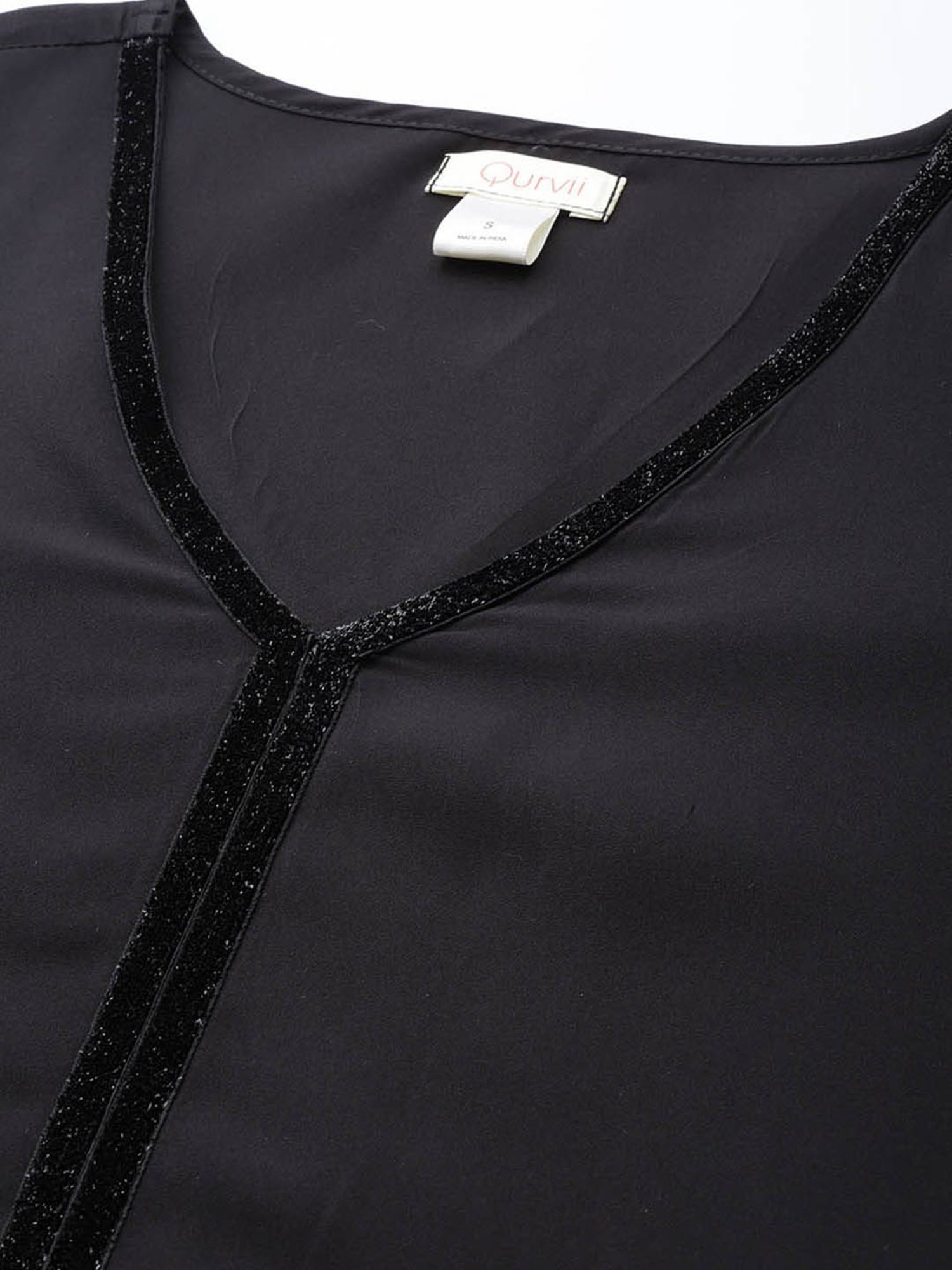 Qurvii Black Embellished Top