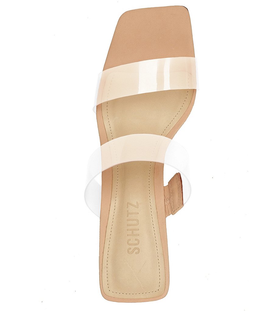 Schutz Taina Clear Vinyl Dress Square Toe Slides