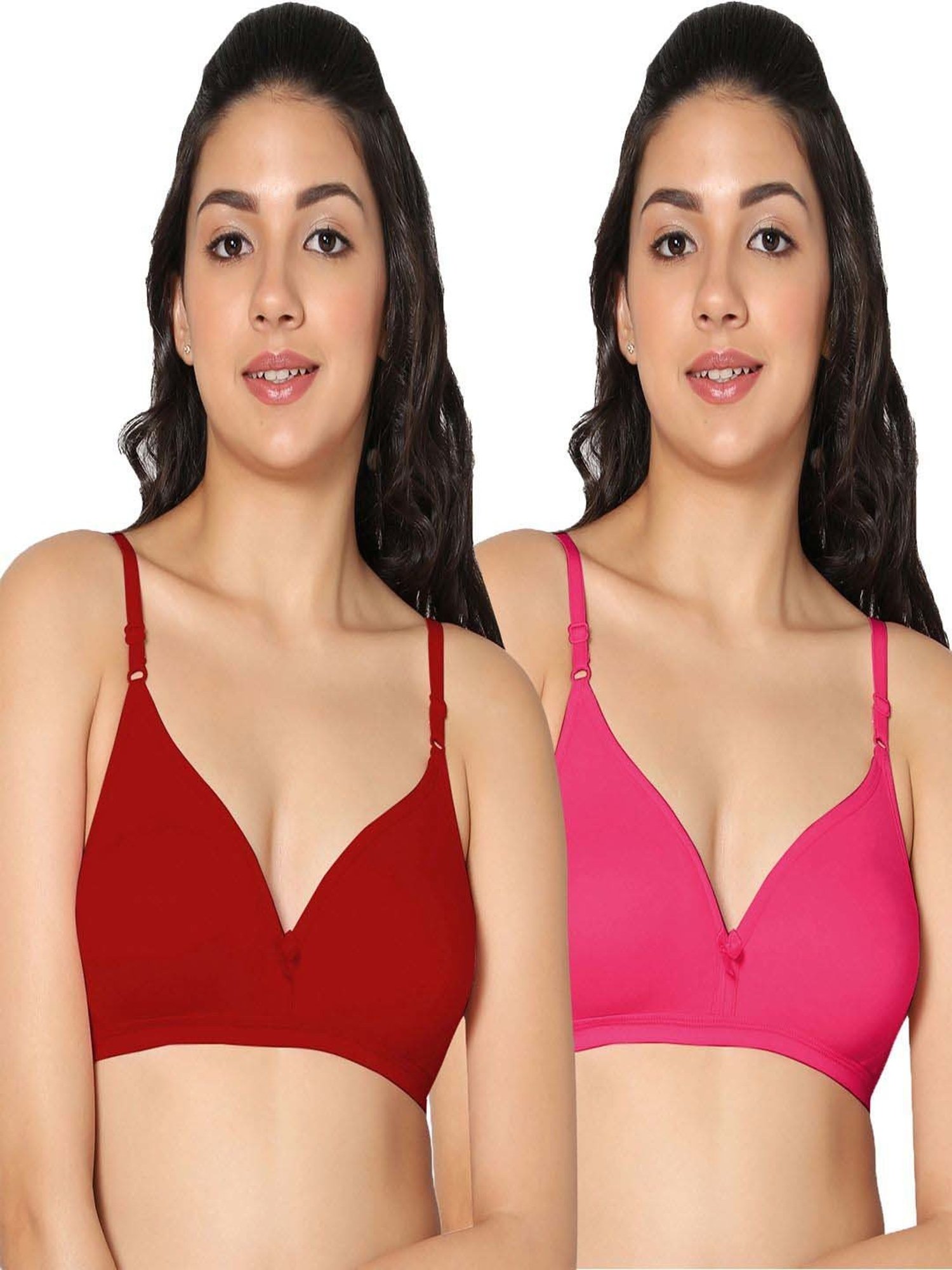 IN CARE Pink & Red Cotton T-Shirt Bras - Pack Of 2
