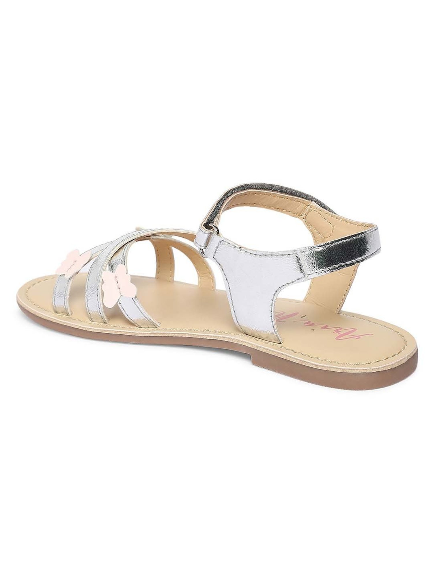 Aria Nica Kids Spring Silver & Beige Cross Strap Sandals