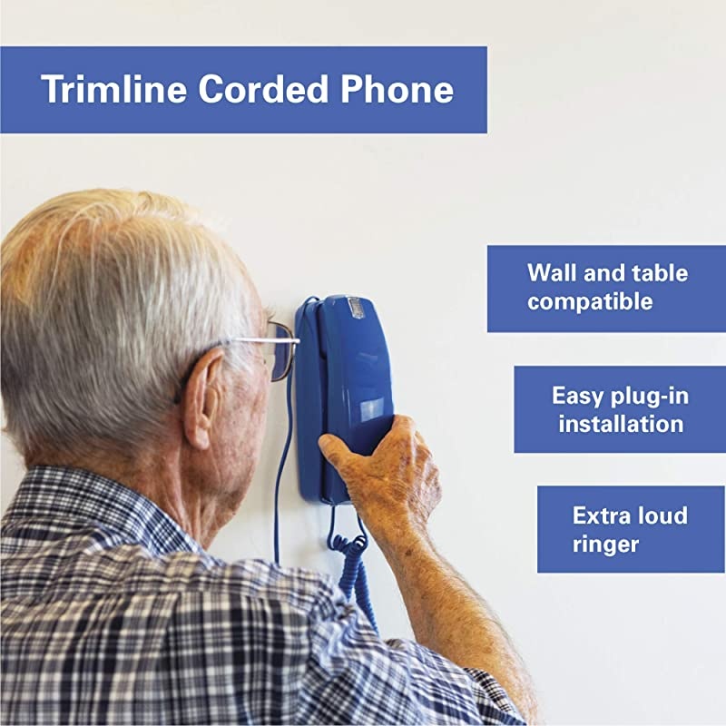 Phone - Phones for Seniors - Phone for Hearing impaired - Classic Blue - Retro Novelty Telephone - an Improved Version of The Princess Phones in 1965 - Style Big Button