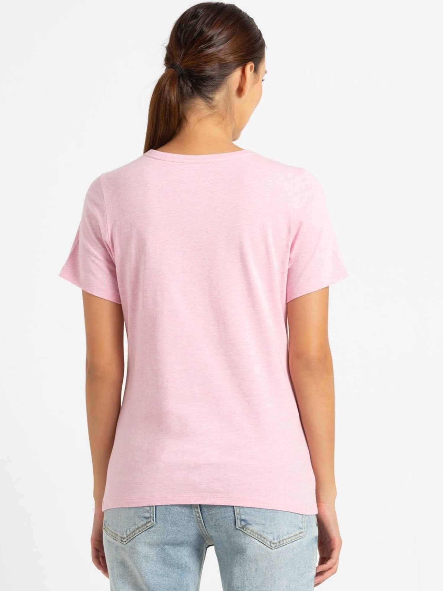 Jockey Pink Lady Melange Printed T-Shirt - 1361