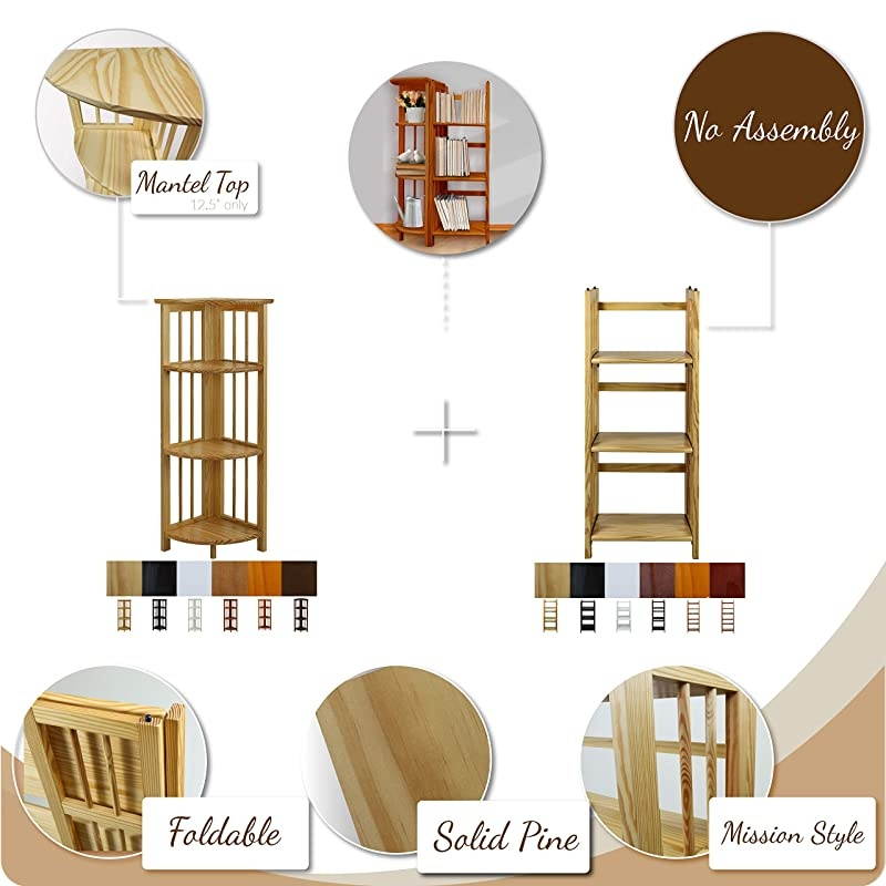 4Shelf Corner Folding Bookcase Natural