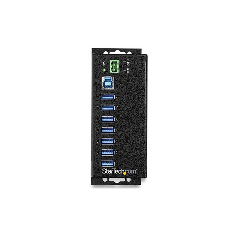 com 7 Port USB Hub with Power Adapter Surge Protection Metal Industrial USB 30 Data Transfer Hub Din Rail Wall or Desk Mountable High Speed USB 31 Gen 1 5Gbps Hub HB30A7AME