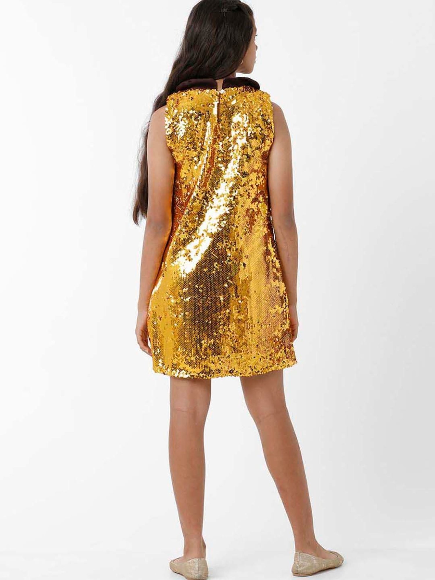 Kate & Oscar Kids Gold Embellished Dress