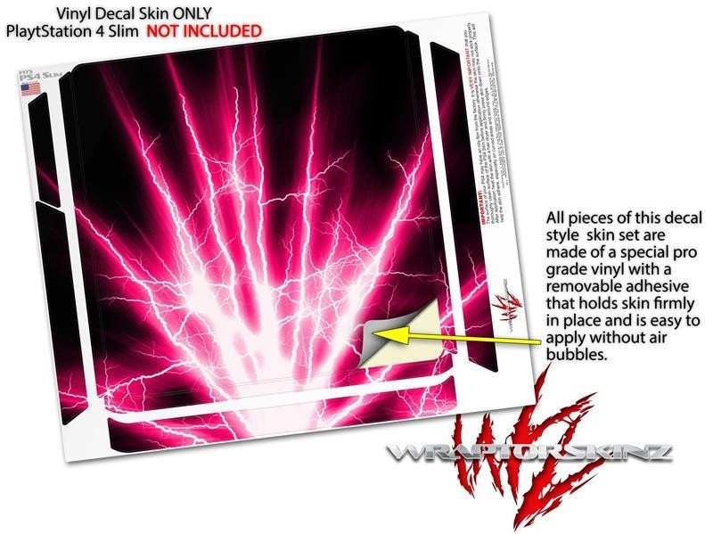 Lightning Pink Skin fits Sony PS4 Slim Gaming Console