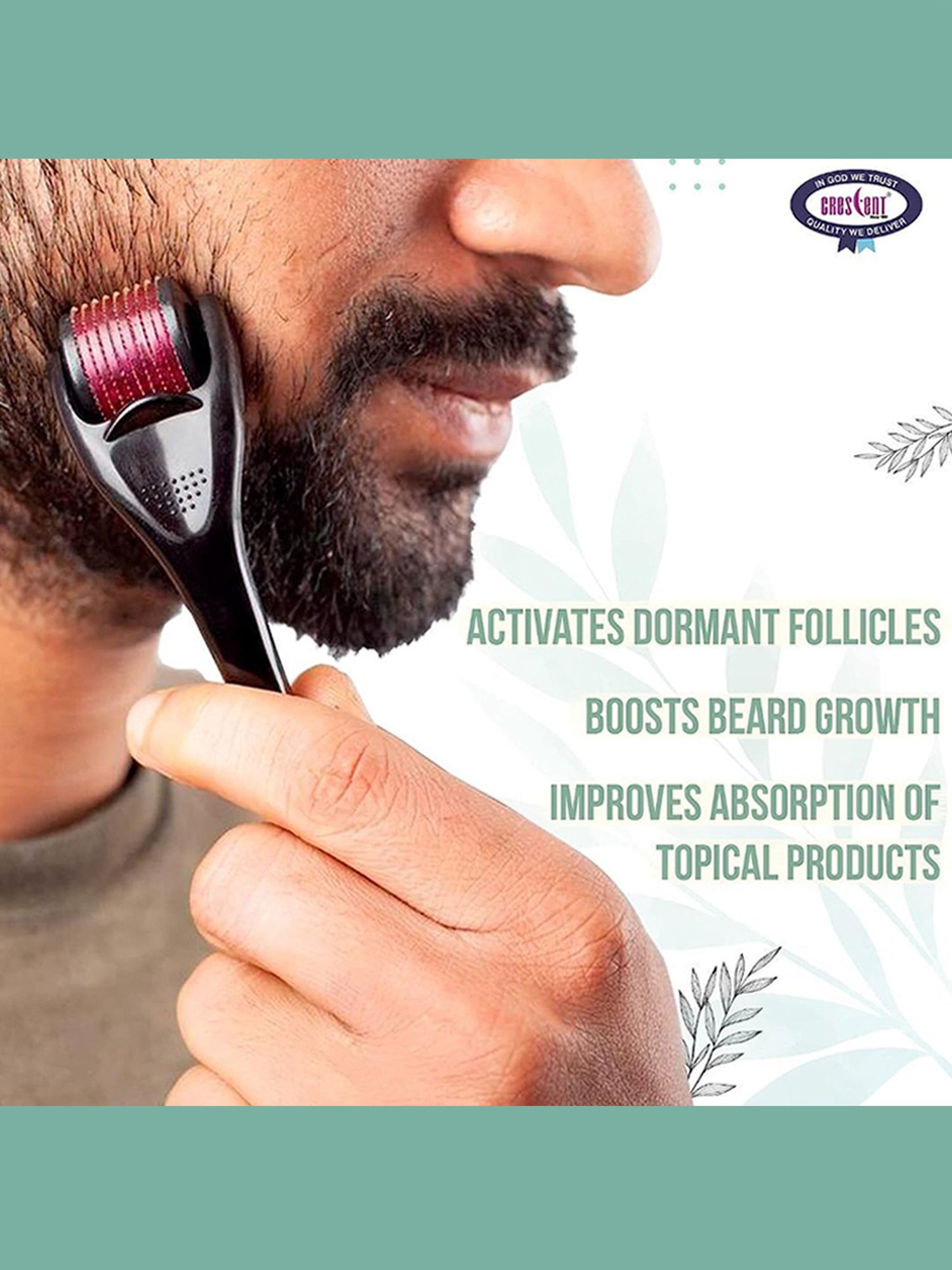 Crescent Derma Roller .50 mm 540 Needles For face, Skin Rejuvenate, Hair & Beard Growth