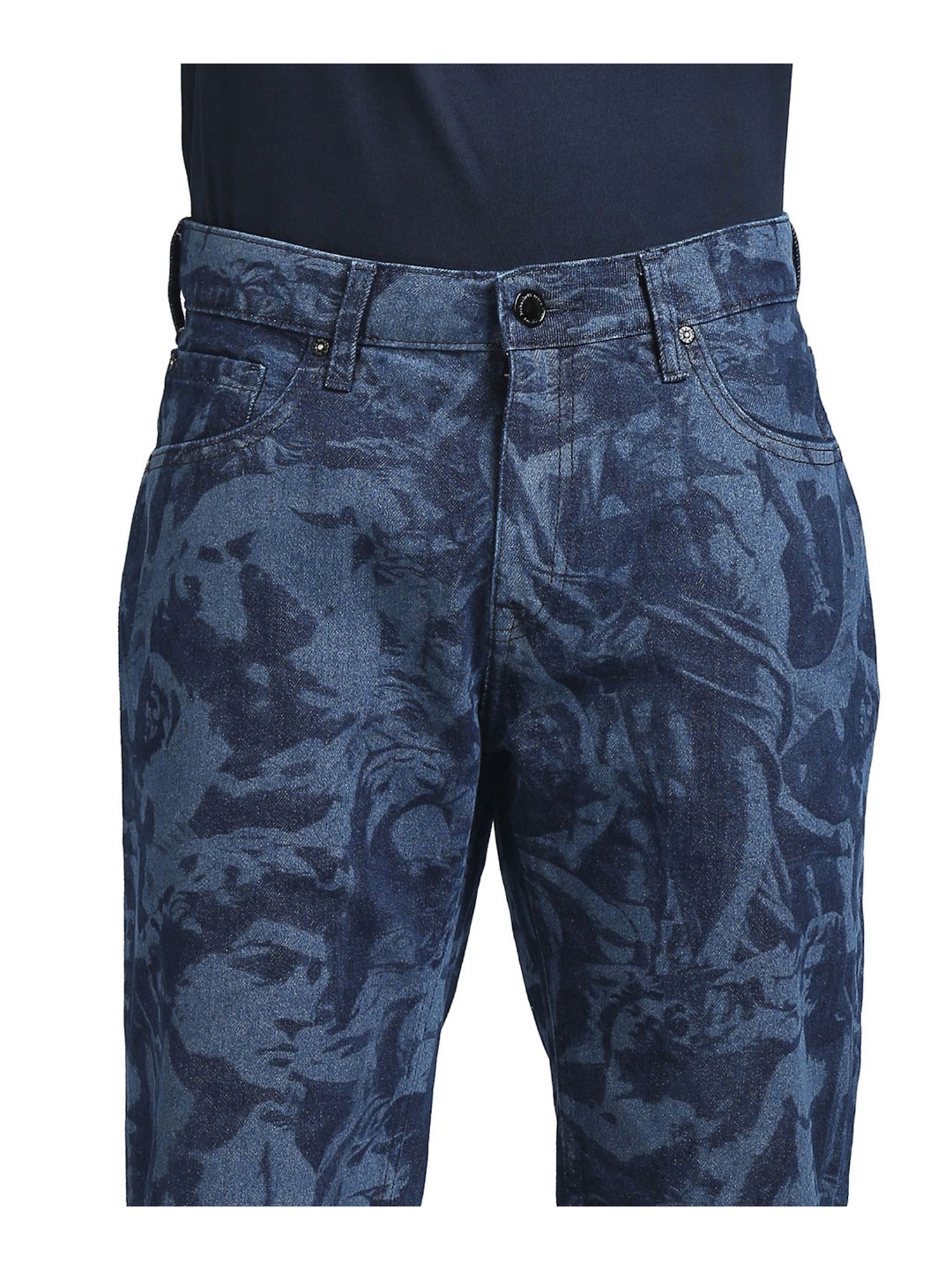 Jack & Jones Dark Blue Printed Denim Shorts