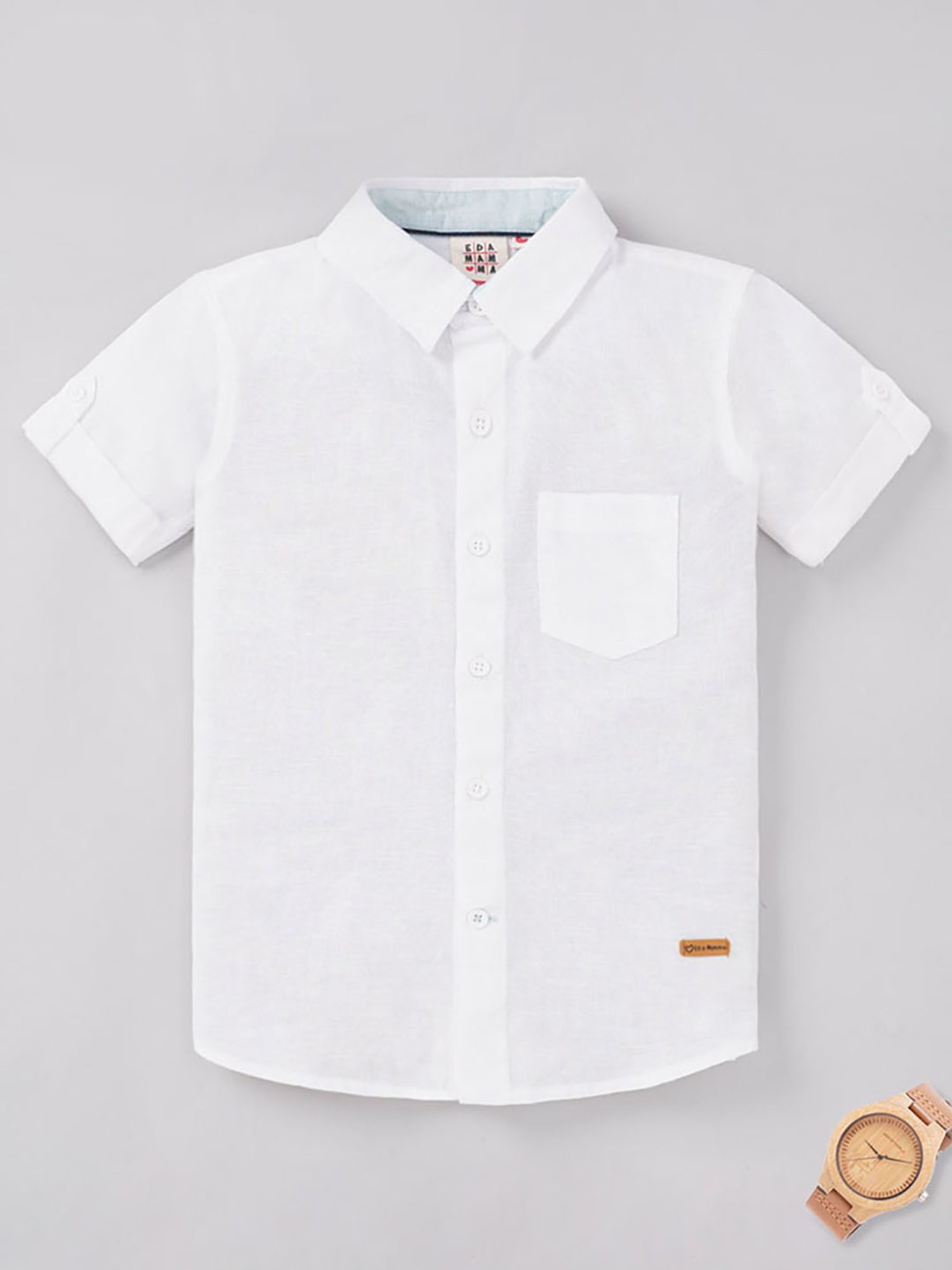 Ed-a-Mamma Kids White Solid Shirt