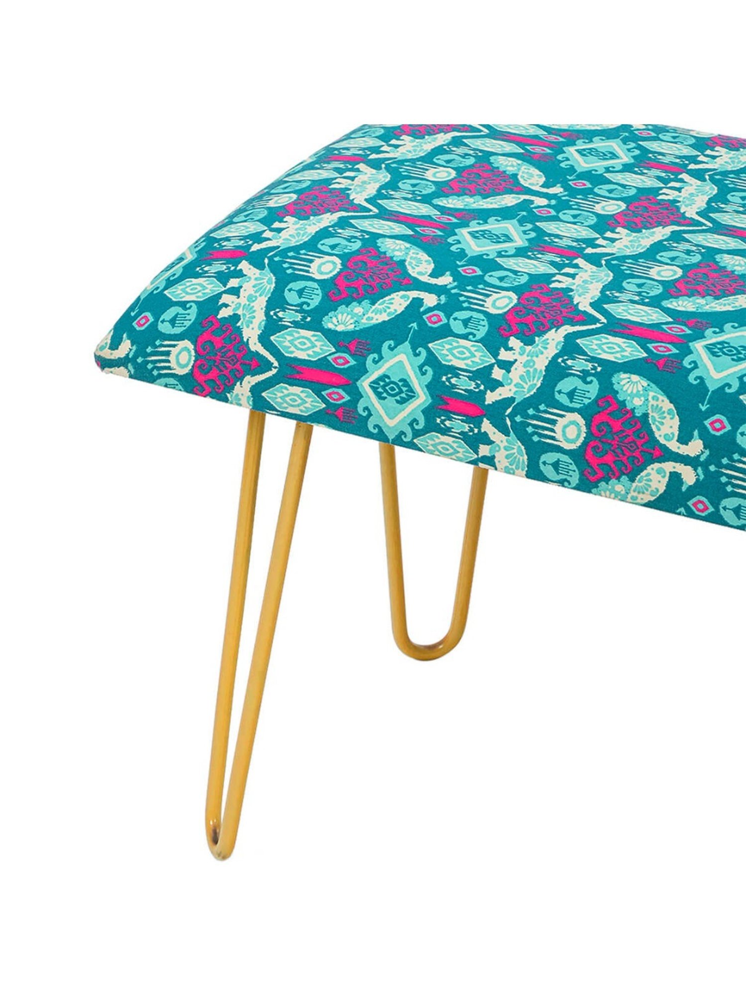 Chumbak Kitsch Royal Animals Ikat Blue Iron Bench