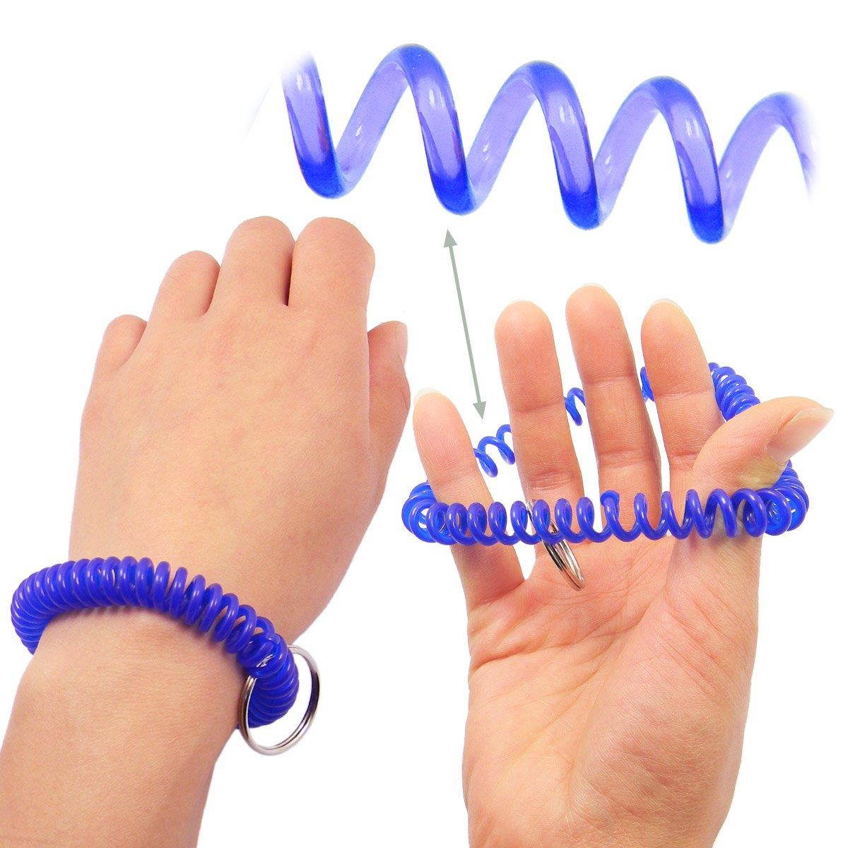 Shells 10PCS Crystal Blue Color Soft Highly Spring Spiral Coil Wrist Band Key Ring Chain