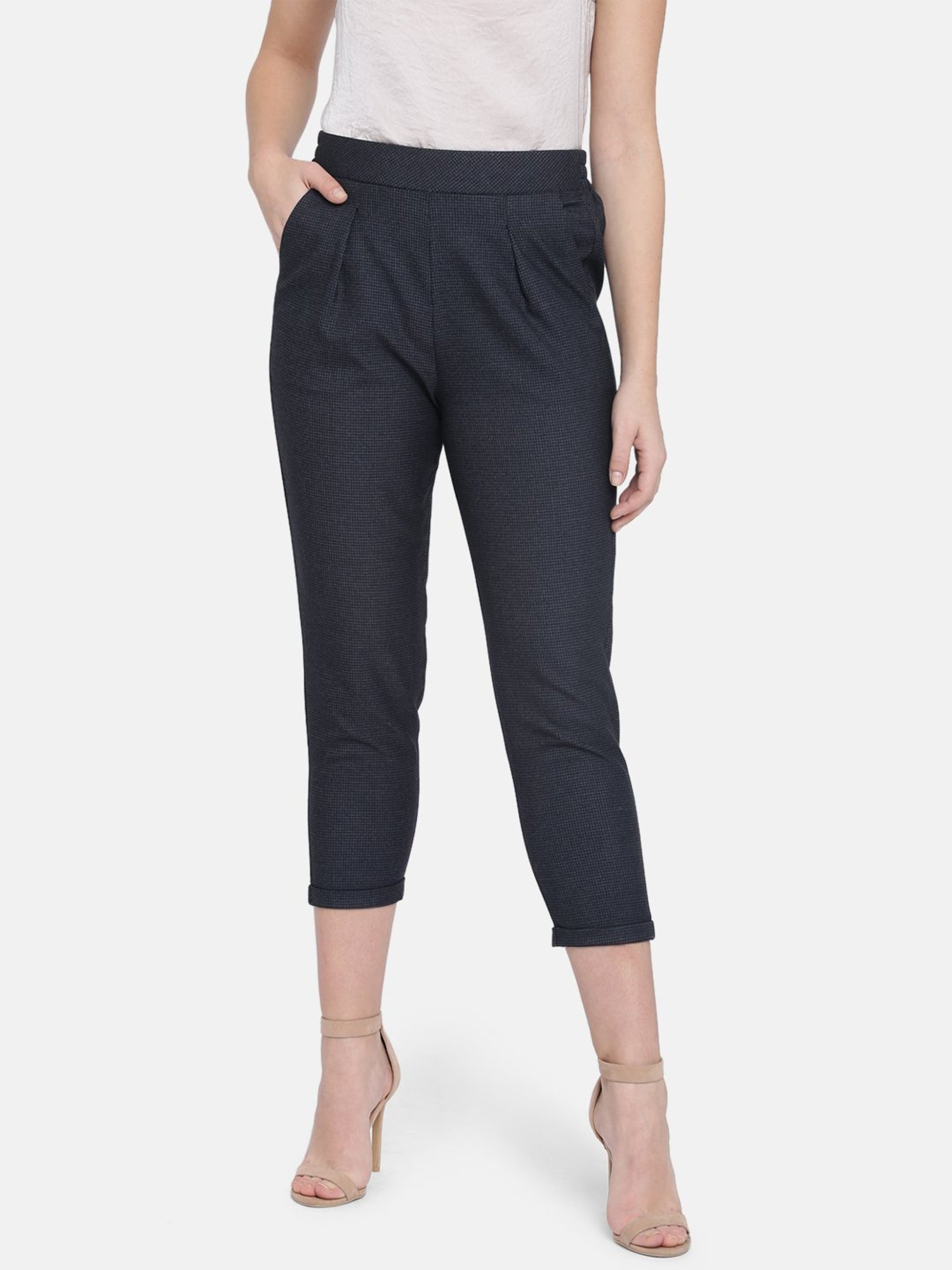 ISU by Radhika Apte Navy Textured Trousers