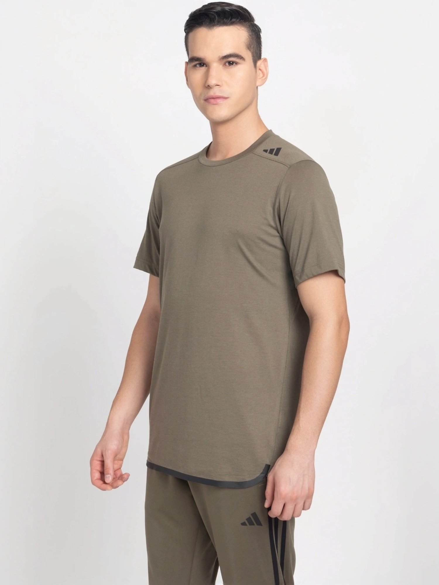 Adidas Green Cotton Regular Fit T-Shirt