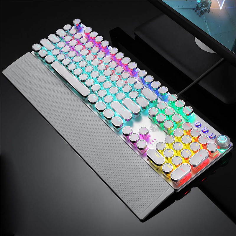 Mechanical Gaming Keyboard Wired with 87 Keys Anti-Ghosting Programmable RGB Rainbow Backlit for Laptop Games and Work (Blue Switch, Black)