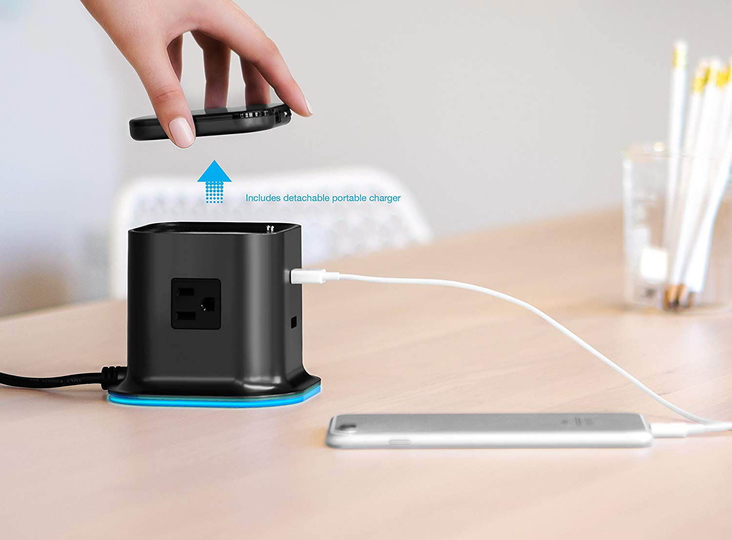 100 PERCENT Hybrid Tower Charging Station With AC Outlet And USB Charge For Laptops, Tablets, Smartphones, Take-out Portable Power Pack (Worry-Free 12-Month Warranty Included)