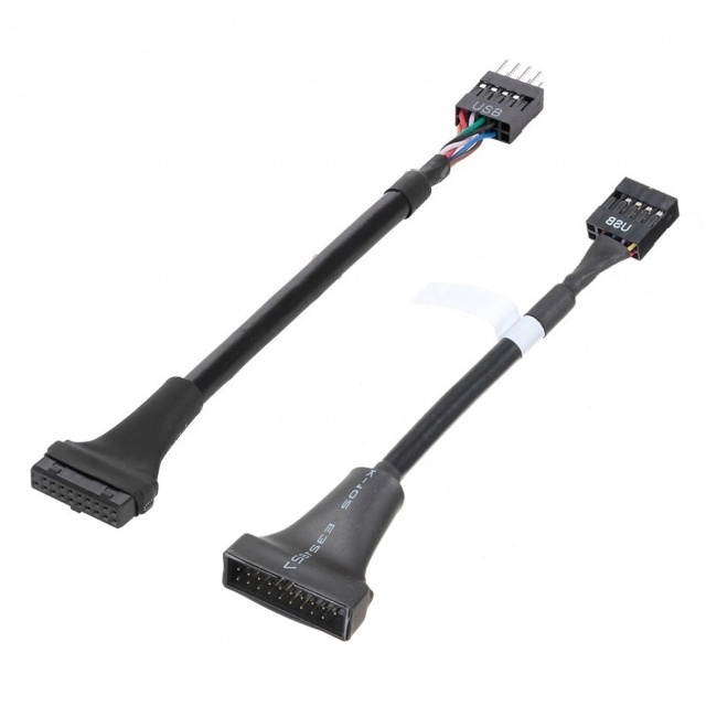 CY 2pcs USB 2.0 9Pin to USB 3.0 20pin Housing Header Female Cable Reversible for Motherboard